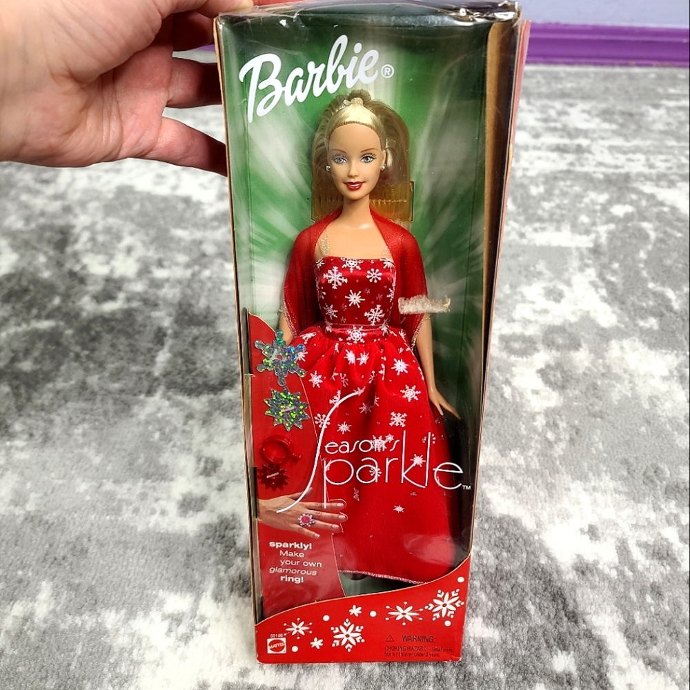 Seasons Sparkle Barbie Vintage Ring Mattel 2001  Holiday Snowflake